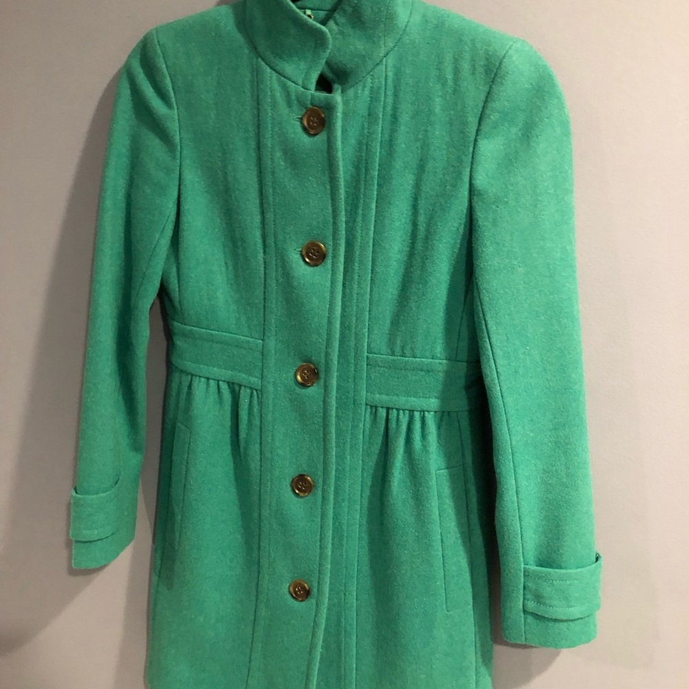 EUC J.crew wool blend green lady coat
